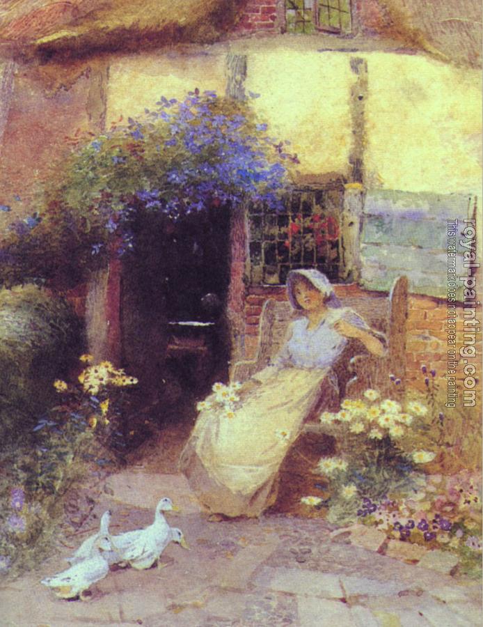 Hand Painted : Daisies by the cottage door Hand Painted : Daisies by the cottage door